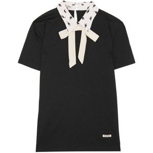 NWT Miu Miu Black Cotton T-Shirt with Cat Collar